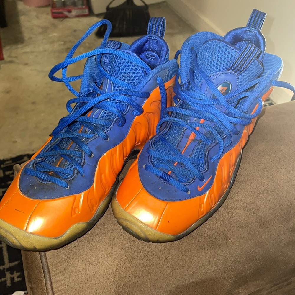 Size 5 1/2 Nike foamposits orange in royal blue
